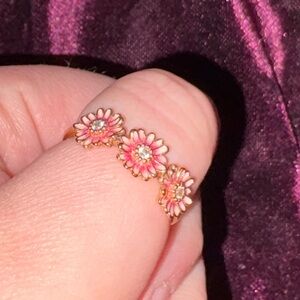 Pandora Pink Daisy Trio Ring Size 56